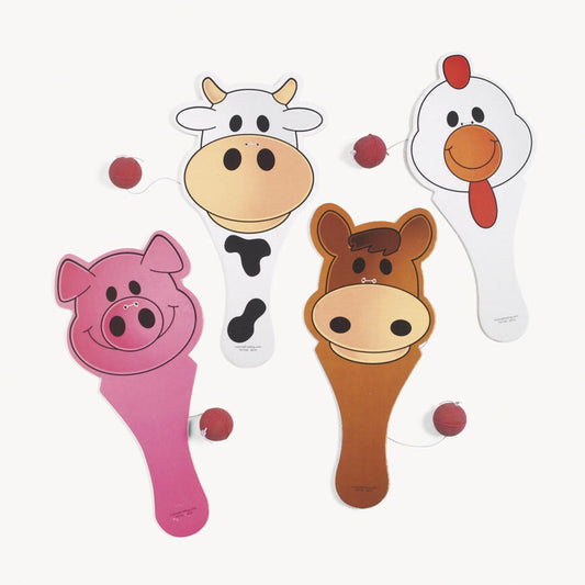 Paddle Ball - Farm Animals 9" (DZ)