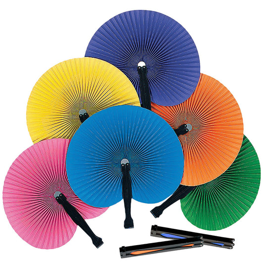 Folding Fan Assorted Bright Colors 10-1/2" (DZ)