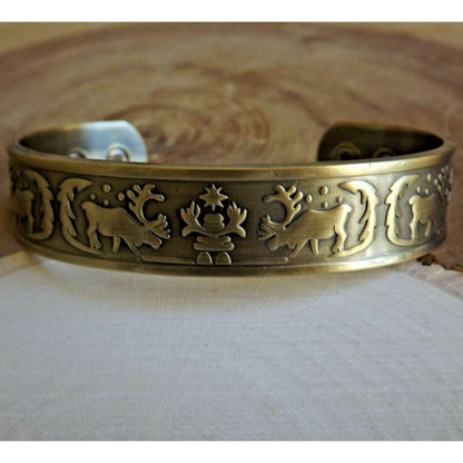 Elk Bronze Color Pure Copper Six Magnet Cuff Bracelet