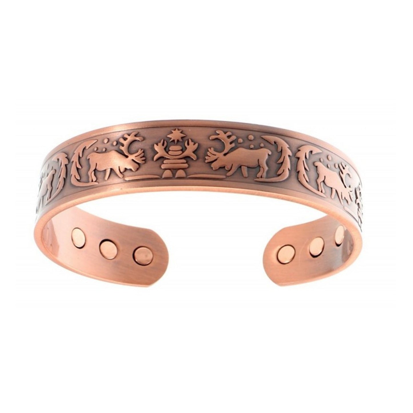 Elk Bronze Color Pure Copper Six Magnet Cuff Bracelet