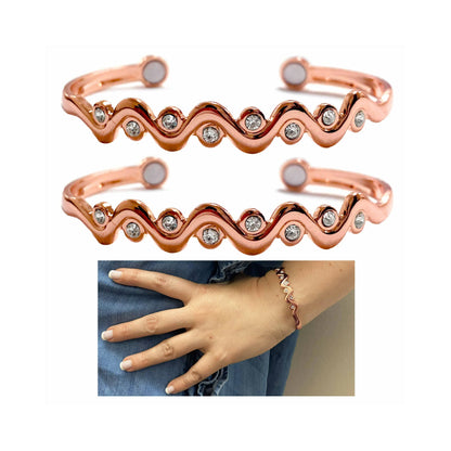 Crystal Jewel Copper Cuff Bracelet with Magnets Bulk - NoveltiesMart.com Wholesale