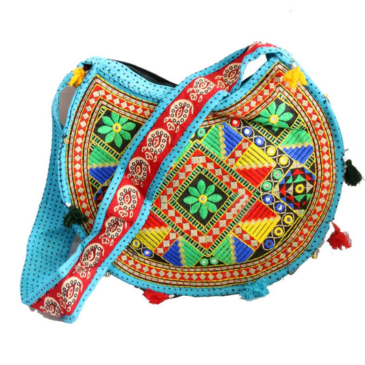 Circular Boho Bag with Long Handle for Girls