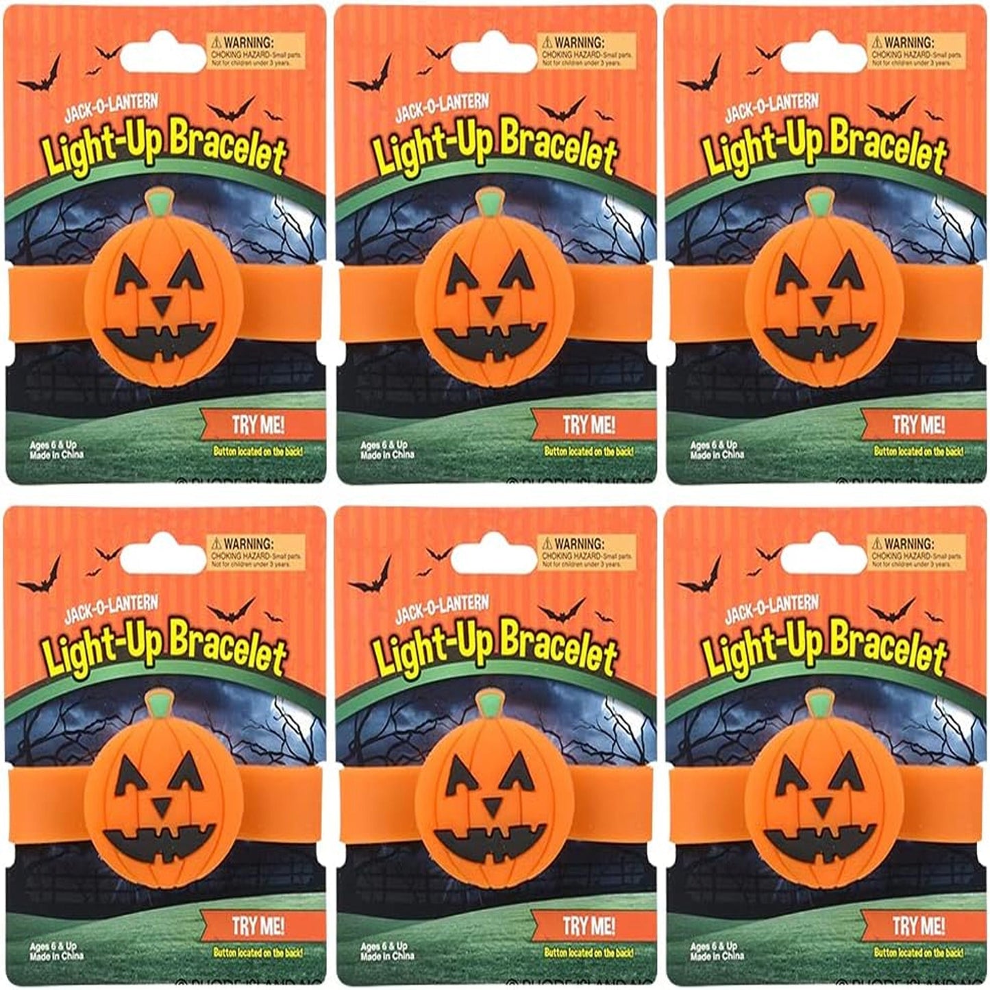 Light-Up Jack-O-Lantern Snap Bracelet – Wholesale  (Sold By 48 PCS)