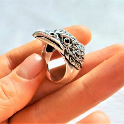 Eagle Head Deluxe Silver Biker Ring -(Sold By Piece)