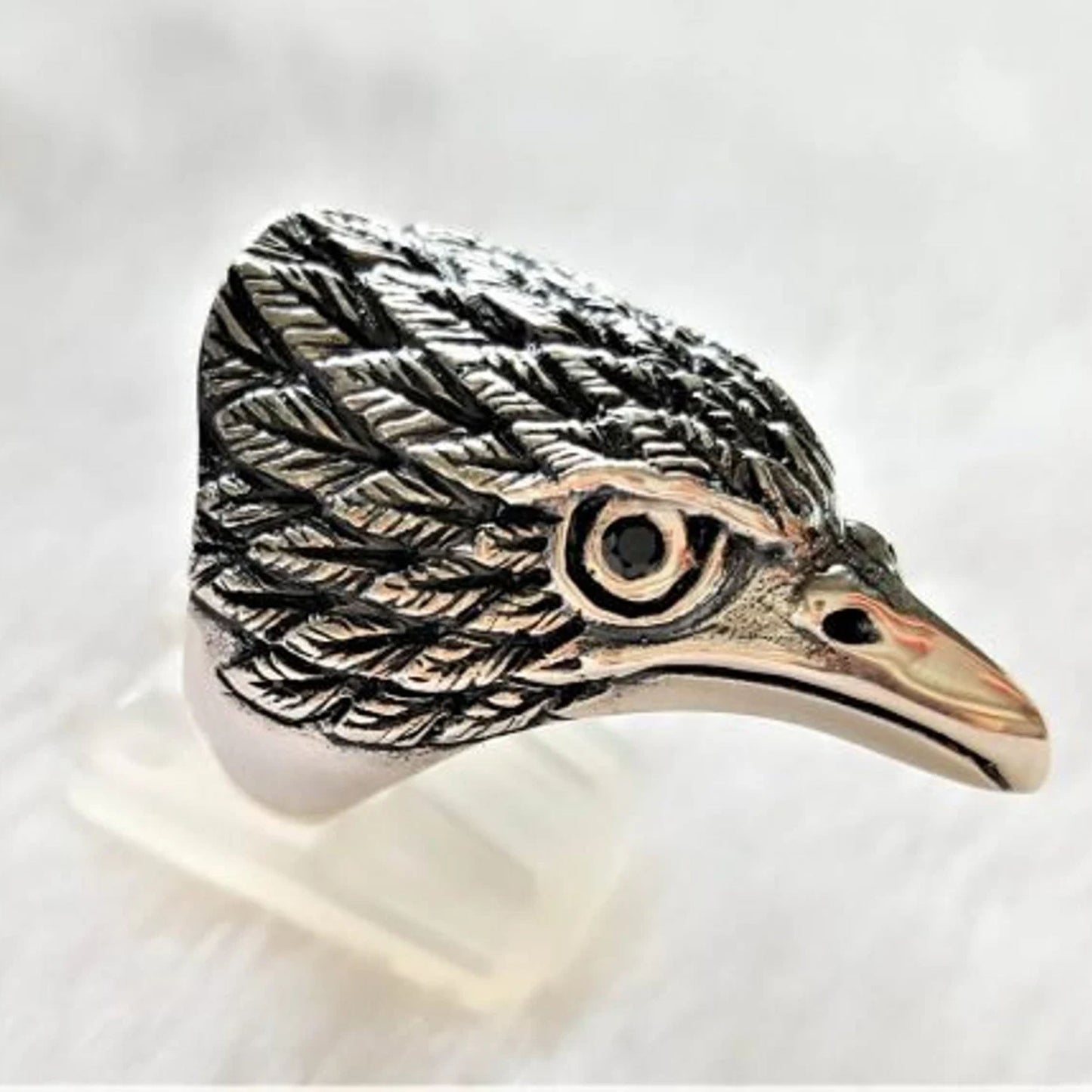 Eagle Head Deluxe Silver Biker Ring -(Sold By Piece)