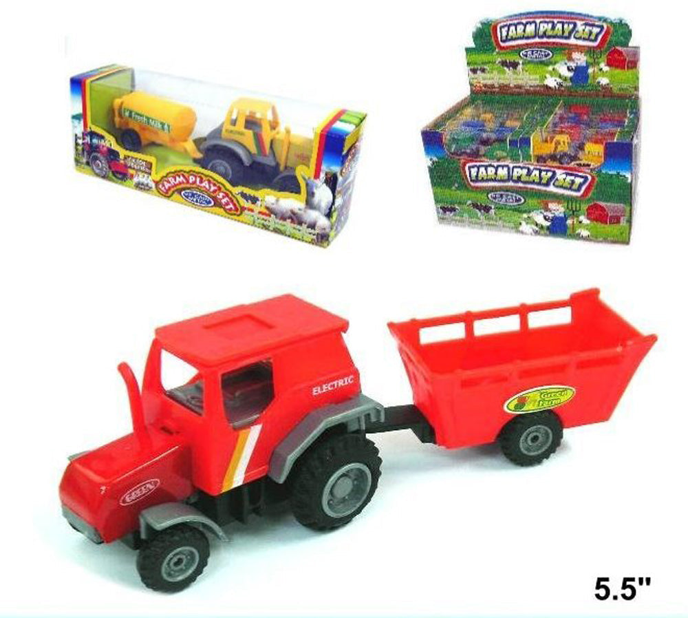 Diecast Metal Farm Tractor with Trailer - Wholesale Toy Set - NoveltiesMart.com Wholesale