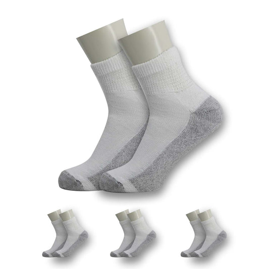 Unisex Ankle Wholesale Sock, Size 10-13 in White with Grey - Bulk Case of 180 Pairs