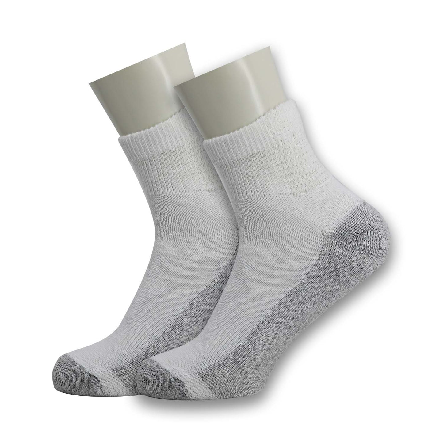 Unisex Ankle Wholesale Sock, Size 10-13 in White with Grey - Bulk Case of 180 Pairs