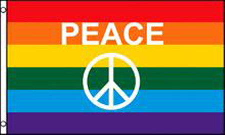 Rainbow Peace Sign and Words 3 x 5 Flag – Vibrant Indoor & Outdoor Banner