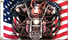 Biker Pig Flag - Deluxe 3' x 5' Wholesale Bulk USA