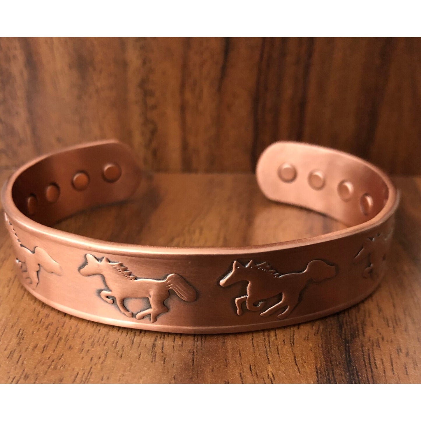 Running Horses Pure Copper Six Magnet Cuff Bracelet