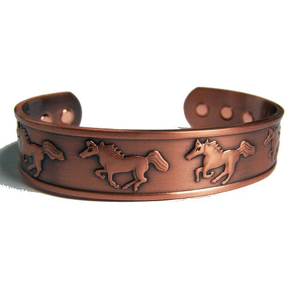 Running Horses Pure Copper Six Magnet Cuff Bracelet