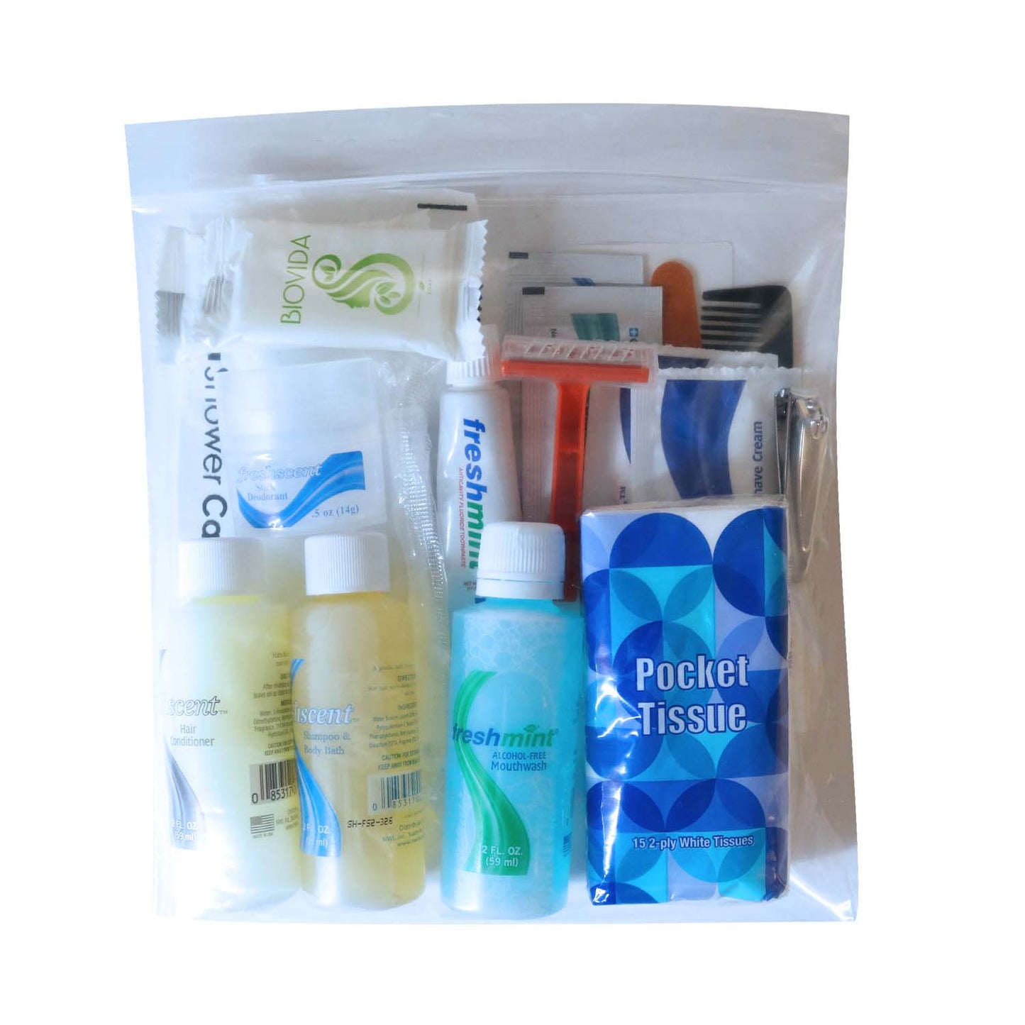 18 Piece Premium Wholesale Hygiene Kits - Bulk Toiletry Case of 24