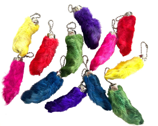 COLORED RABBIT FOOT KEYCHAINS (Sold by the dozen assorted or by color ) - NoveltiesMart.com Wholesale