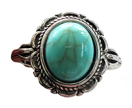 Turquoise Color Stone Ring - 1/2 Inch Main Stone - Wholesale - NoveltiesMart.com Wholesale