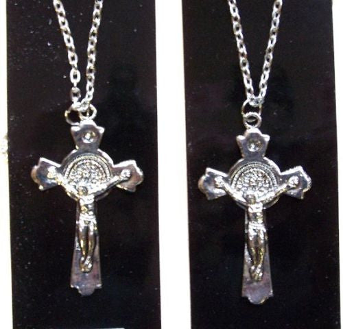 Jesus on Silver Crucifix Cross Necklace with 18-Inch Chain