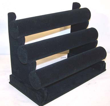 Three Level Black Velvet Bracelet Display Rack - Wholesale