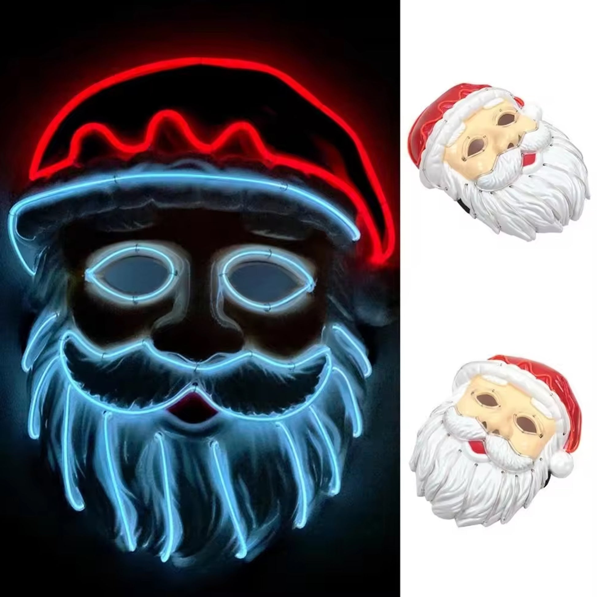 Wearable Light Up LED Santa Claus Mask - Flashing Christmas Party Mask - NoveltiesMart.com Wholesale