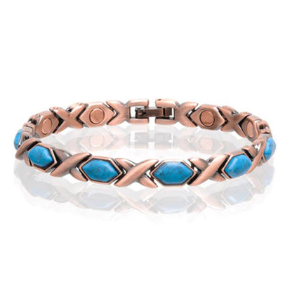 Solid Copper Magnetic Turquoise Link Bracelet - NoveltiesMart.com Wholesale