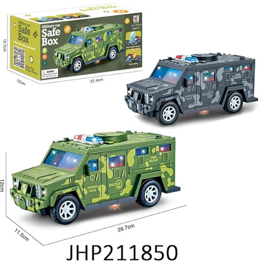 Military Vehicle Money Safe Box Wholesale – Bump & Go with Music & Lights - NoveltiesMart.com Wholesale