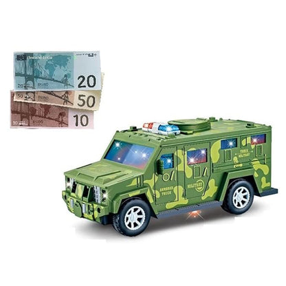 Military Vehicle Money Safe Box Wholesale – Bump & Go with Music & Lights - NoveltiesMart.com Wholesale