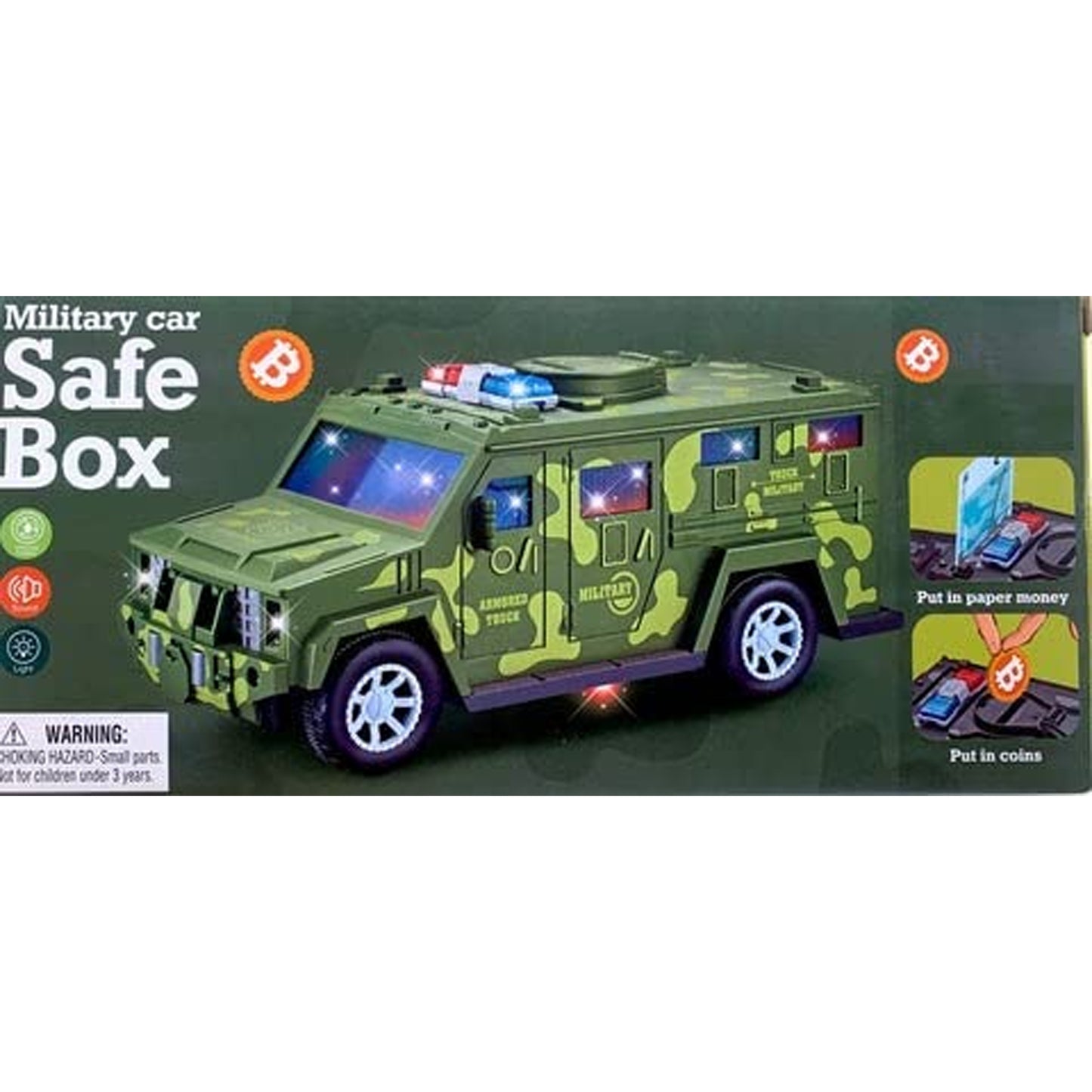 Military Vehicle Money Safe Box Wholesale – Bump & Go with Music & Lights - NoveltiesMart.com Wholesale