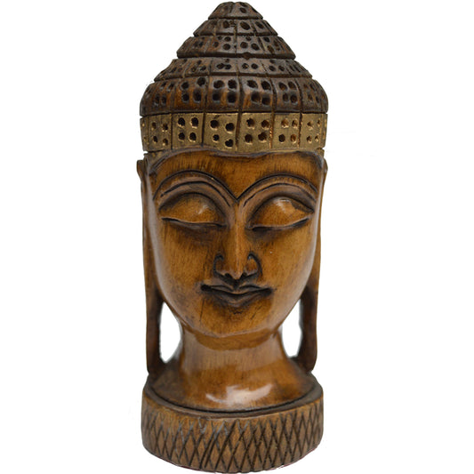 Wooden Mahatma Buddha Head Figure