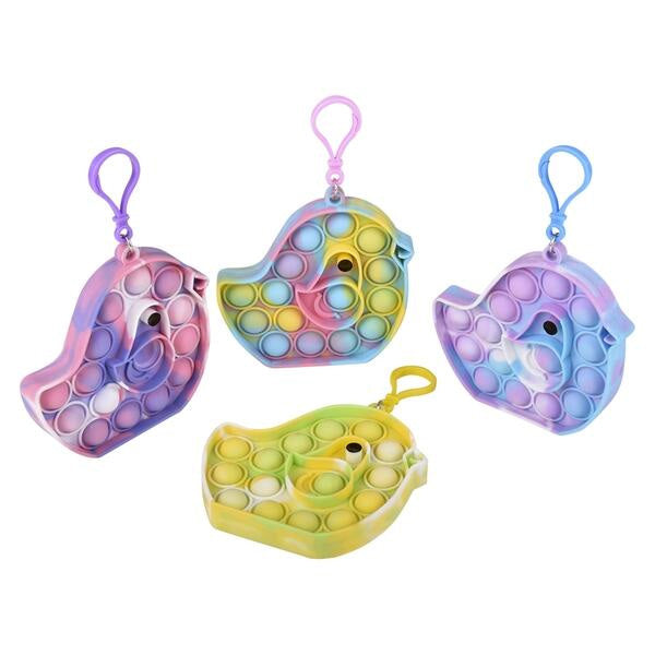 Easter Chick Marbleized Bubble Popper Clip Ons 4" (DZ)