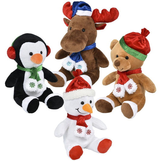 Plush Christmas Characters With Scarf Assorted 8"