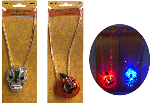 Large Pumpkin & Skull Light-Up Halloween Necklace - Wholesale - NoveltiesMart.com Wholesale