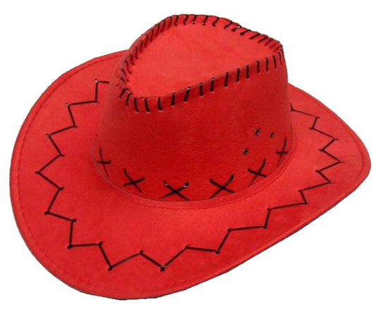 Red Color Heavy Leather Style Western Cowboy Hat - Wholesale