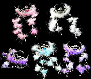 Princess Tiara with Feather Tassels - Wholesale Party Accessory