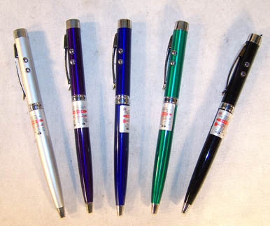 Colored Laser & LED Light Pen - Red Laser Pointer, LED Light, and Blue Ink