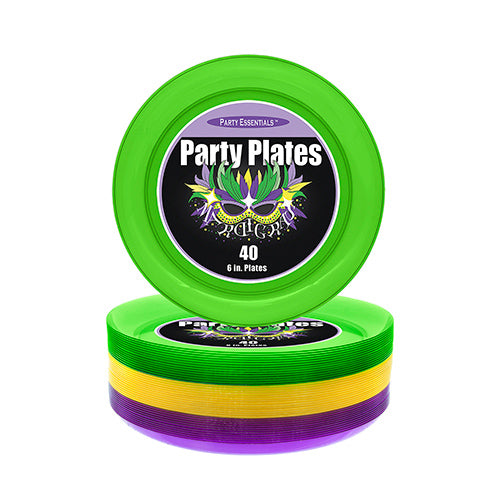 Plastic Plates 6" Mardi Gras (40 PACK)