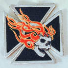 Side Skull Flames 3-Inch Embroidered Patch – Iron-On