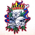 King Pot Skulls 4 Inch Patch – Iron-On Skull Patch for Bikers