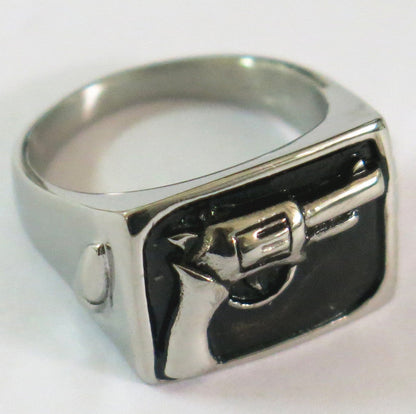 Hand Pistol Gun Stainless Steel Biker Ring Wholesale