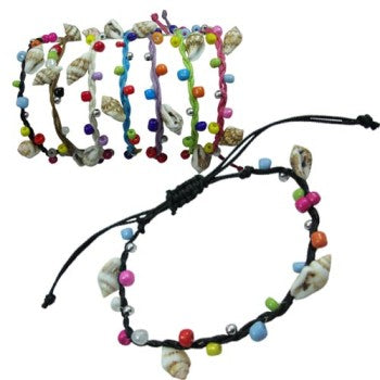 Assorted Color Shells Bracelet / Anklet - Adjustable & Stylish Accessories - NoveltiesMart.com Wholesale