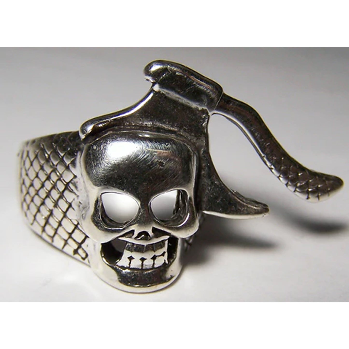 Skull Head with Hatchet Deluxe Biker Ring - Wholesale