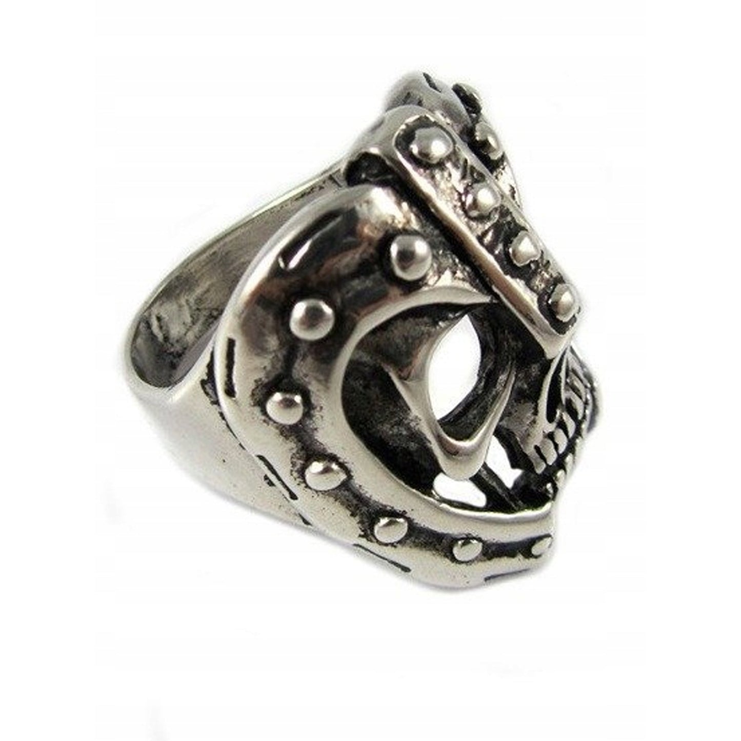 Skull Head with Armored Helmet Biker Ring - Wholesale