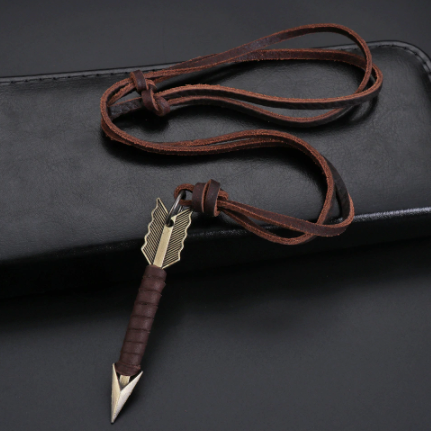 Leather Wrapped Metal Arrow Adjustable Necklace Wholesale - NoveltiesMart.com Wholesale