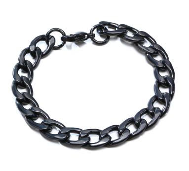 Black Cuban Chain Adjustable Bracelet - One Size Fits Most - NoveltiesMart.com Wholesale