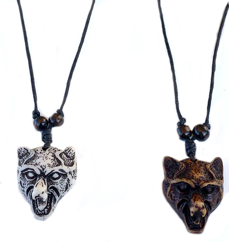 Wolf Head Necklace on Adjustable Cord Wholesale Bulk USA