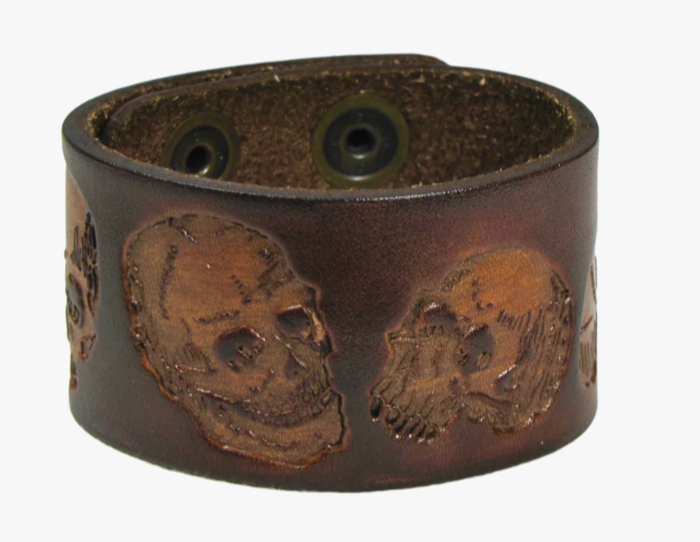 Skull Brown Leather Cuff Bracelet Wholesale - NoveltiesMart.com Wholesale