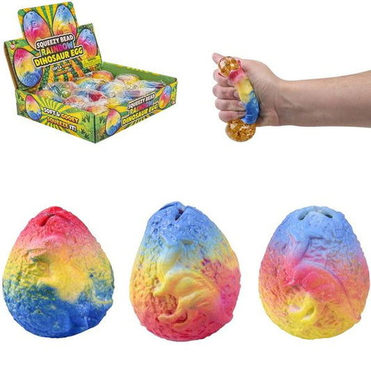 Squeezy Bead Rainbow Dinosaur Egg - 2.25" Sensory Stress Relief Toy