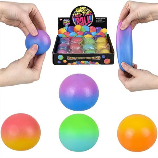 Squeezy Two-Tone Sugar Ball 2.4" – Wholesale Silicone Squeezy Toy  (Sold By 48 PCS)