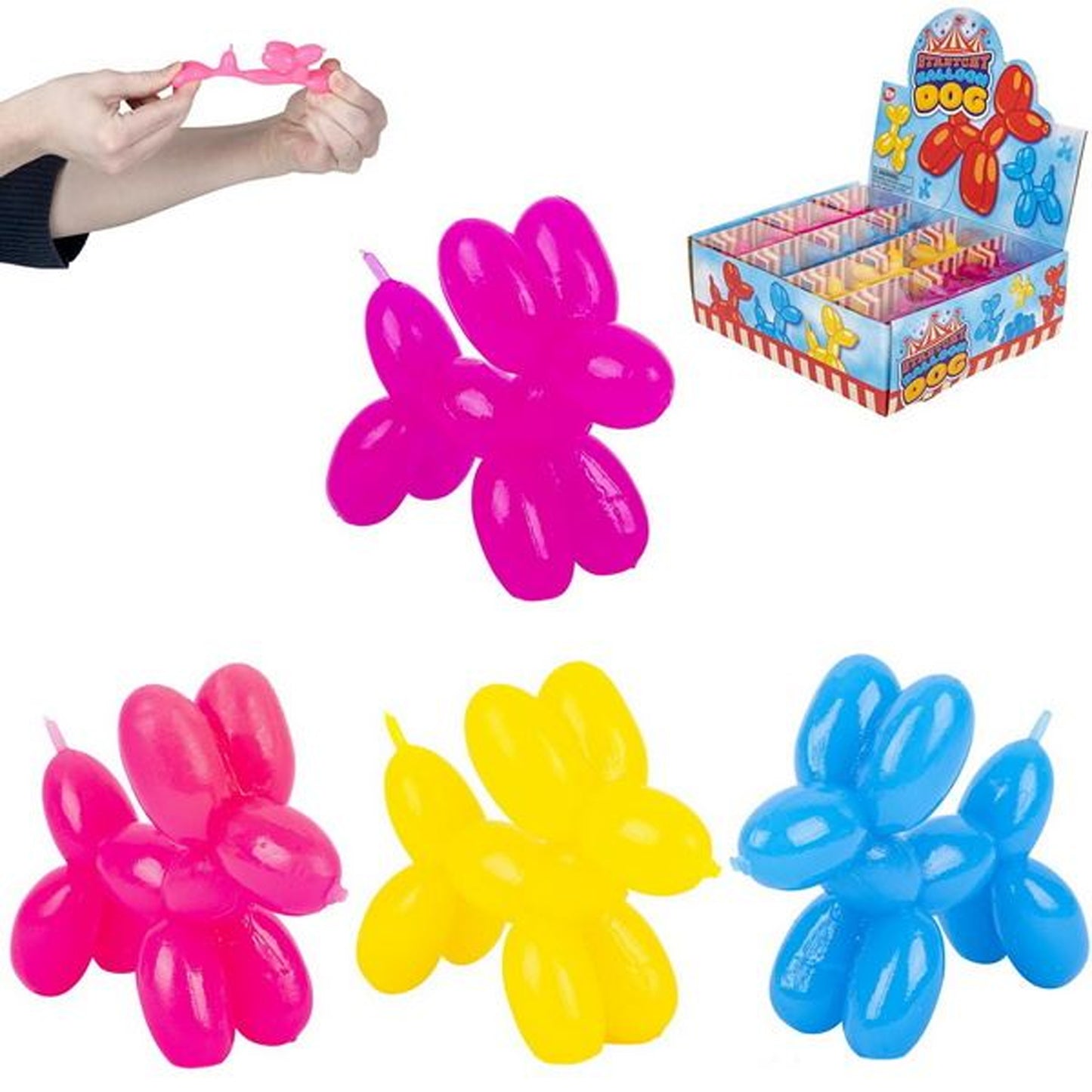 Stretchy Rubber Balloon Dog - 2.25" Colorful Stretchy Toy for Kids