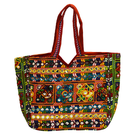 Handmade Tote Bag with Multi-colour Embroidery