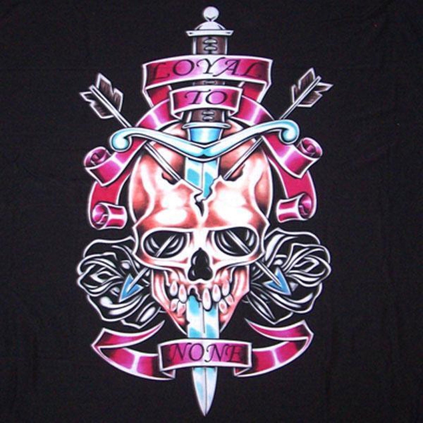 Loyal to None Skull with Dagger Wall Banner – 45x45 Inch Cloth