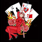 Devil Woman Playing Cards Wall Banner – 45x45 Inch Cloth Flag